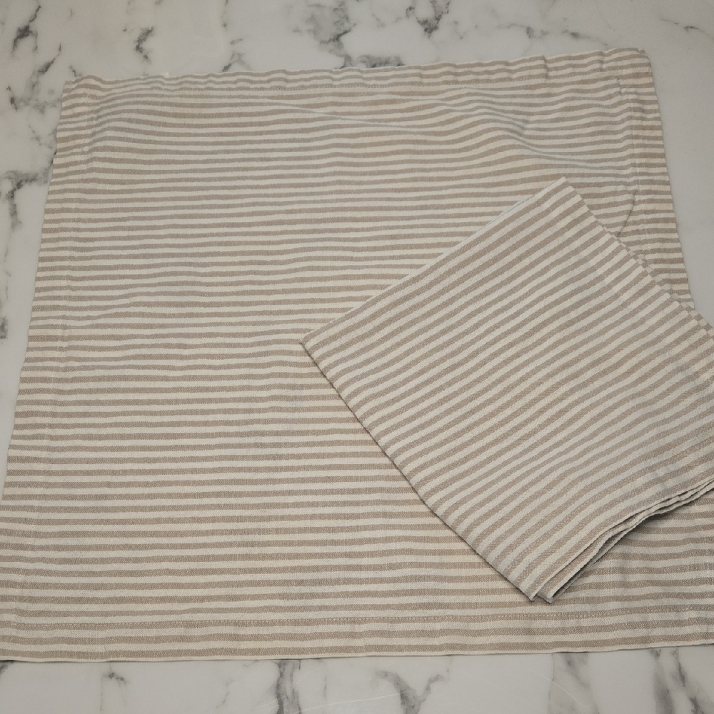 Pottery Barn‎ Linen-Blend Striped Napkins – Set of 2 Neutral 20" x 20"